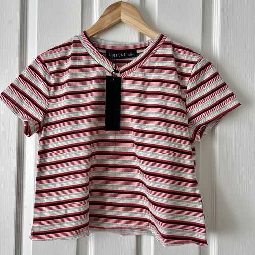 Lioness striped neck - v-neck, cropped